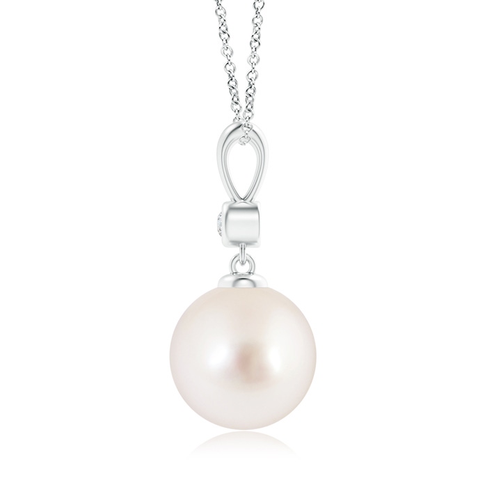 10mm AAAA Classic South Sea Pearl Drop Pendant with Diamond in S999 Silver product image