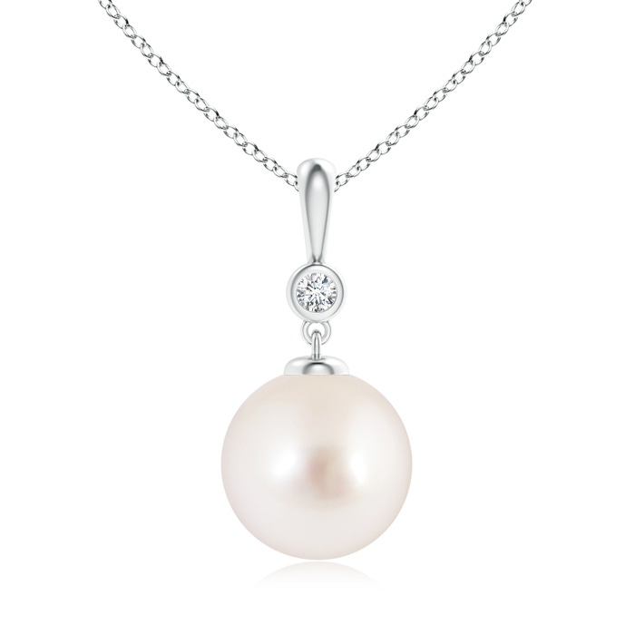 10mm AAAA Classic South Sea Pearl Drop Pendant with Diamond in White Gold 