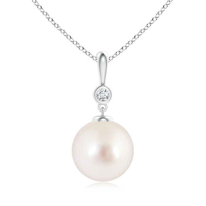 10mm AAAA Classic South Sea Pearl Drop Pendant with Diamond in White Gold
