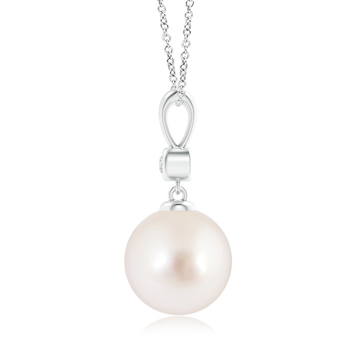 10mm AAAA Classic South Sea Pearl Drop Pendant with Diamond in White Gold Product Image