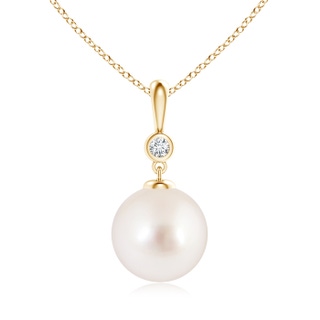 10mm AAAA Classic South Sea Pearl Drop Pendant with Diamond in Yellow Gold