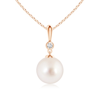 9mm AAAA Classic South Sea Pearl Drop Pendant with Diamond in 9K Rose Gold