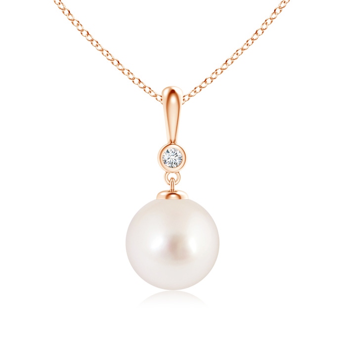 9mm AAAA Classic South Sea Pearl Drop Pendant with Diamond in 9K Rose Gold 