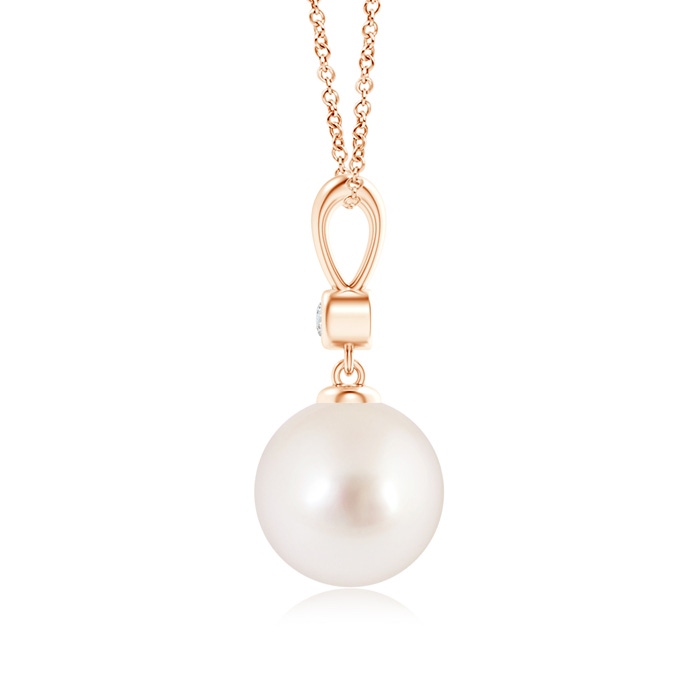9mm AAAA Classic South Sea Pearl Drop Pendant with Diamond in 9K Rose Gold product image