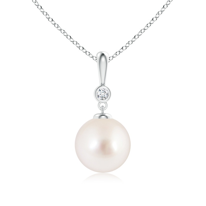 9mm AAAA Classic South Sea Pearl Drop Pendant with Diamond in S999 Silver 