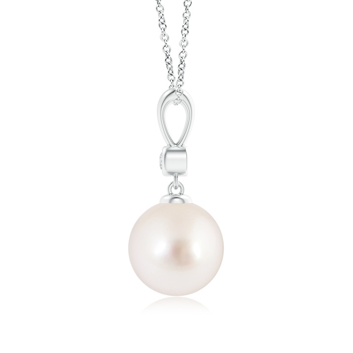 9mm AAAA Classic South Sea Pearl Drop Pendant with Diamond in S999 Silver product image