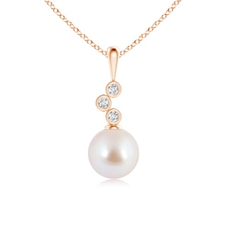 8mm AAA Akoya Cultured Pearl Pendant with Cascading Diamonds in Rose Gold