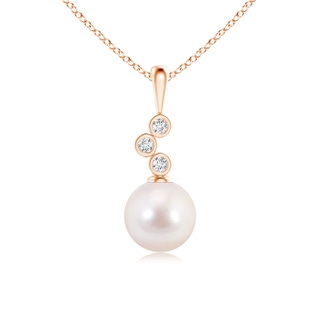 8mm AAAA Akoya Cultured Pearl Pendant with Cascading Diamonds in Rose Gold