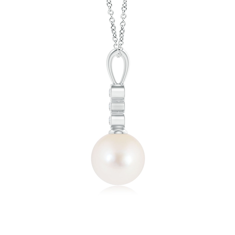 8mm AAA Freshwater Cultured Pearl Pendant with Cascading Diamonds in White Gold product image