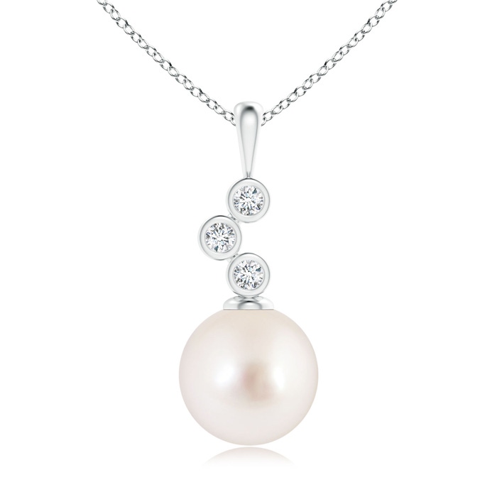 10mm AAAA South Sea Cultured Pearl Pendant with Cascading Diamonds in S999 Silver