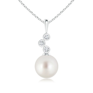 9mm AAA South Sea Cultured Pearl Pendant with Cascading Diamonds in White Gold