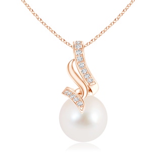 10mm AAA Freshwater Cultured Pearl Pendant with Diamond Loop Bale in Rose Gold
