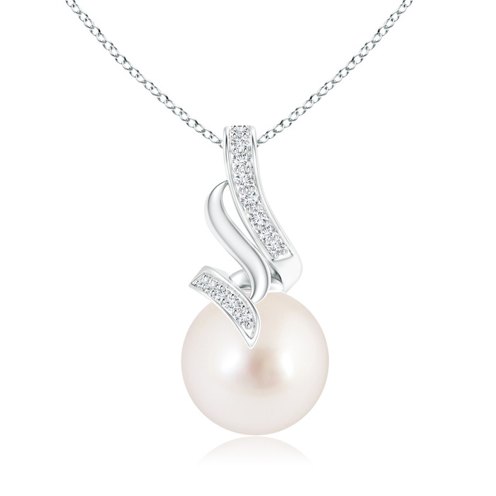 10mm AAAA South Sea Cultured Pearl Pendant with Diamond Loop Bale in S999 Silver