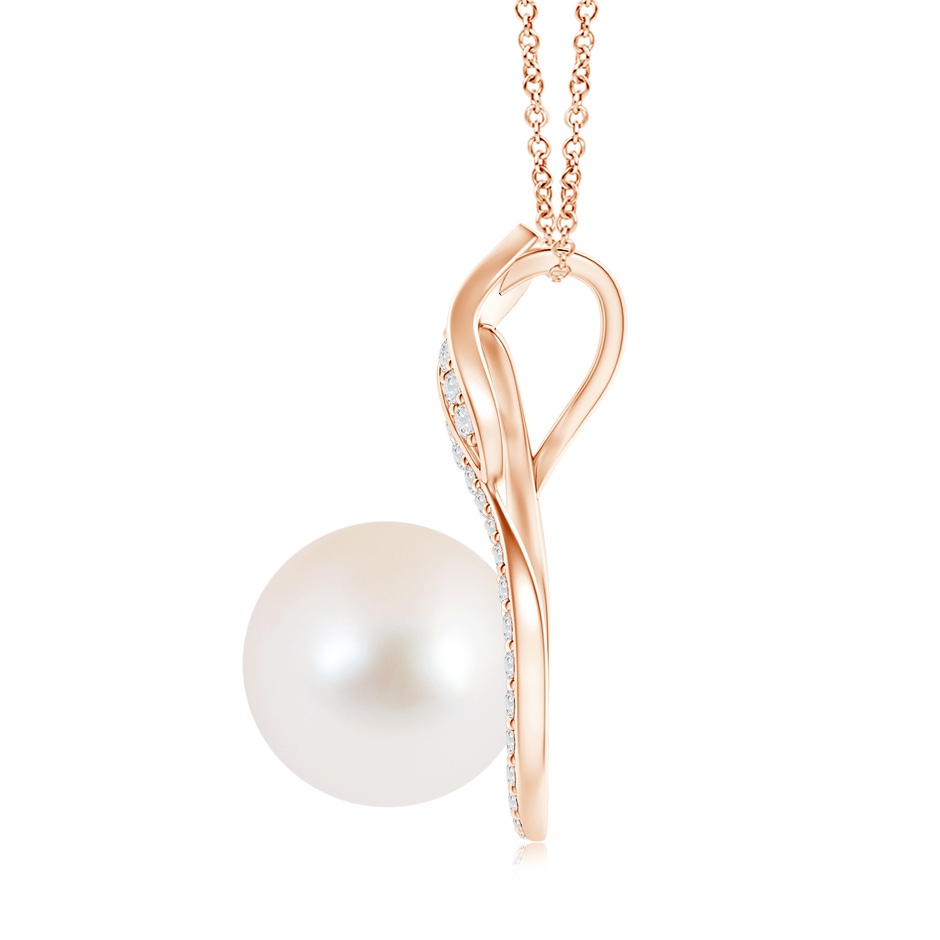 10mm AAA Freshwater Pearl Swirl Pendant with Diamonds in Rose Gold product image