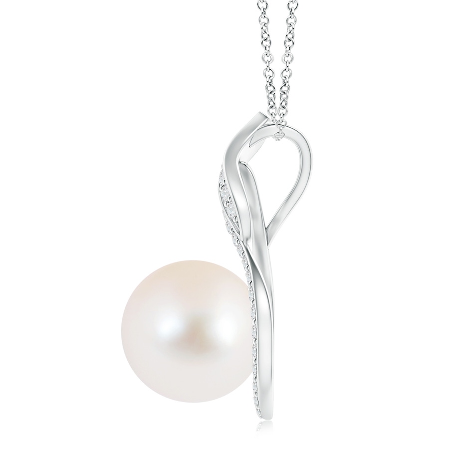 10mm AAA Freshwater Pearl Swirl Pendant with Diamonds in S999 Silver product image