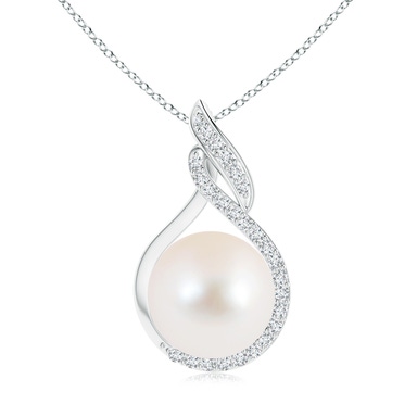 Freshwater Pearl Solitaire Pendant with Diamond | Angara