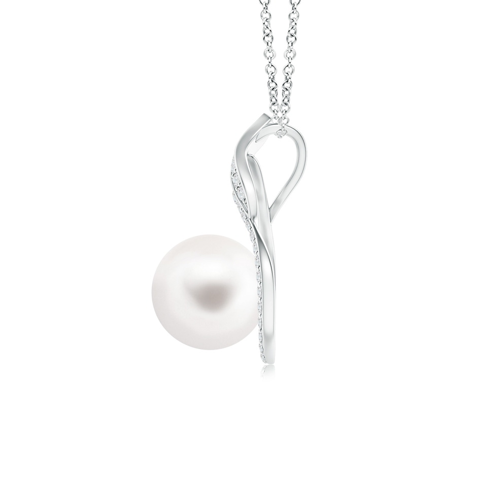 8mm AA Freshwater Pearl Swirl Pendant with Diamonds in S999 Silver product image