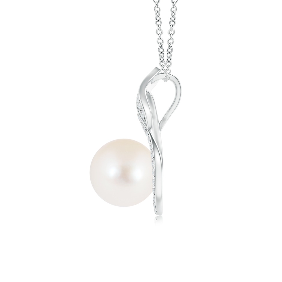 8mm AAA Freshwater Pearl Swirl Pendant with Diamonds in S999 Silver product image