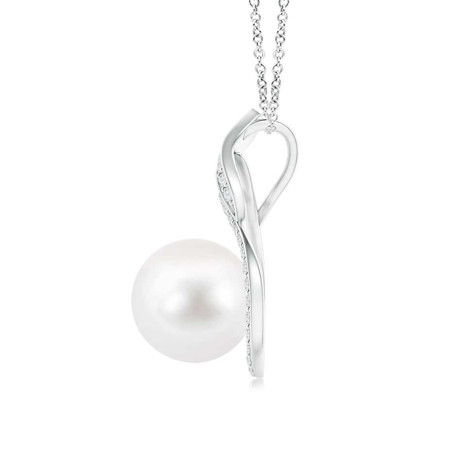 9mm AA Freshwater Pearl Swirl Pendant with Diamonds in S999 Silver product image