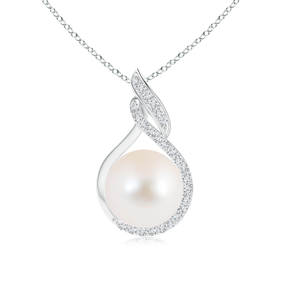 9mm AAA Freshwater Pearl Swirl Pendant with Diamonds in S999 Silver 