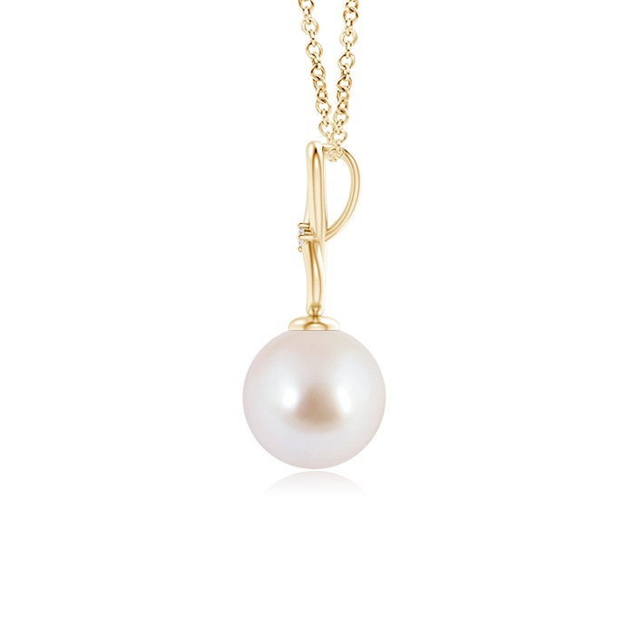 8mm AAA Akoya Cultured Pearl Infinity Loop Pendant with Diamond in Yellow Gold Product Image