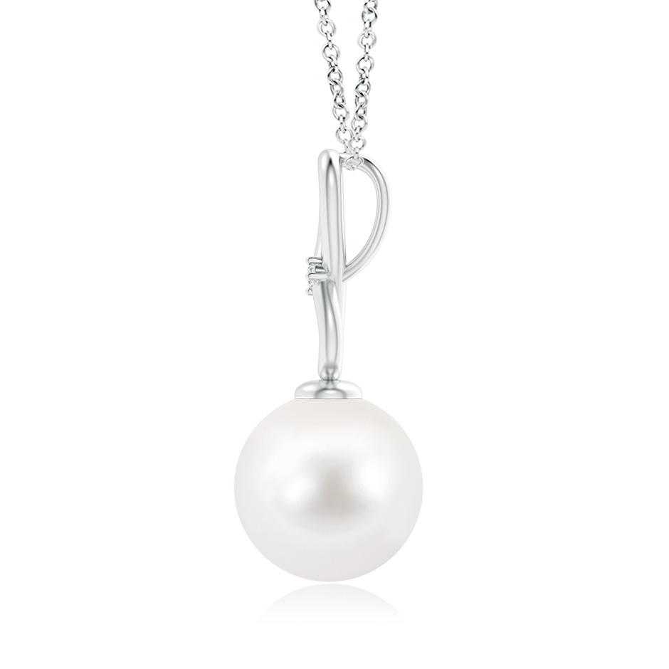 10mm AA Freshwater Pearl Infinity Loop Pendant with Diamond in S999 Silver product image