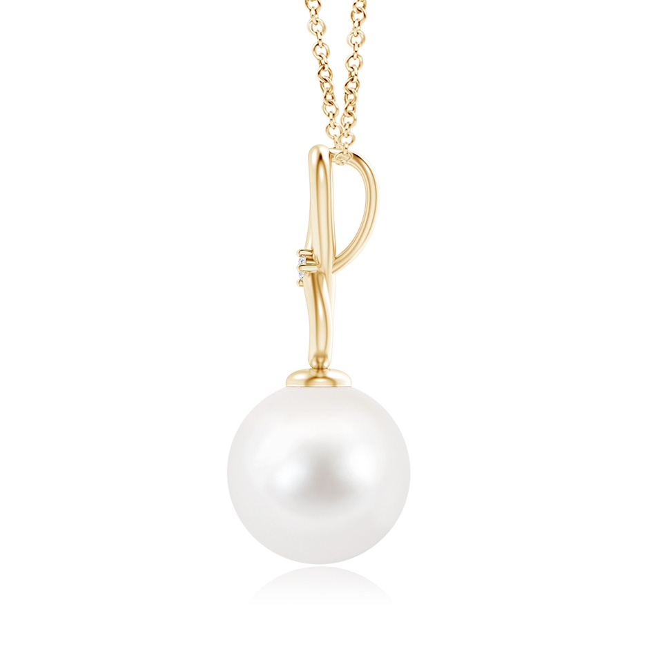 10mm AA Freshwater Pearl Infinity Loop Pendant with Diamond in Yellow Gold product image