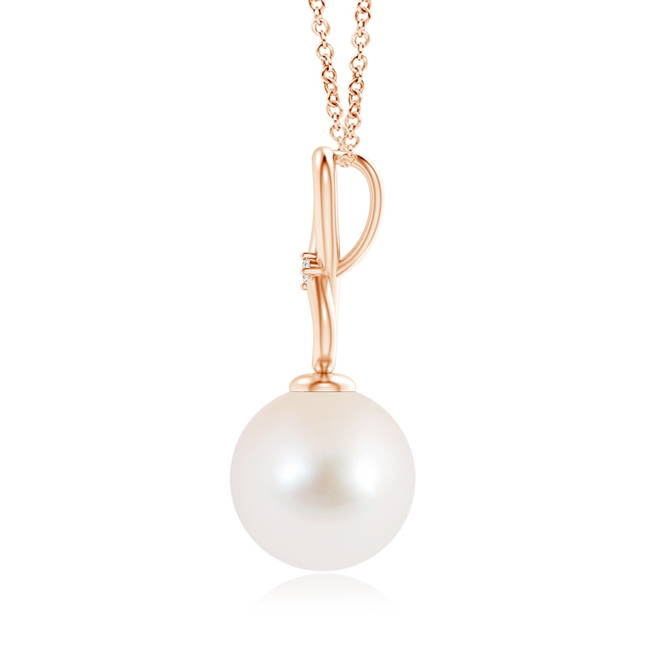 10mm AAA Freshwater Pearl Infinity Loop Pendant with Diamond in Rose Gold product image