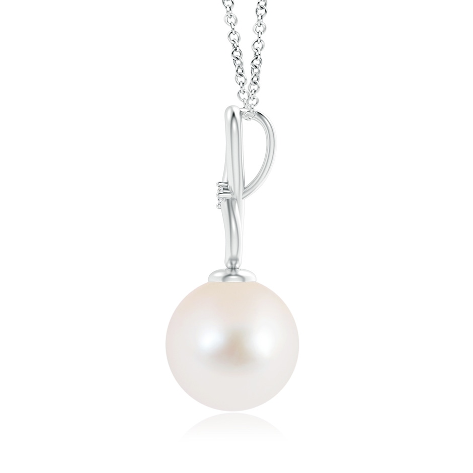 10mm AAA Freshwater Pearl Infinity Loop Pendant with Diamond in S999 Silver product image