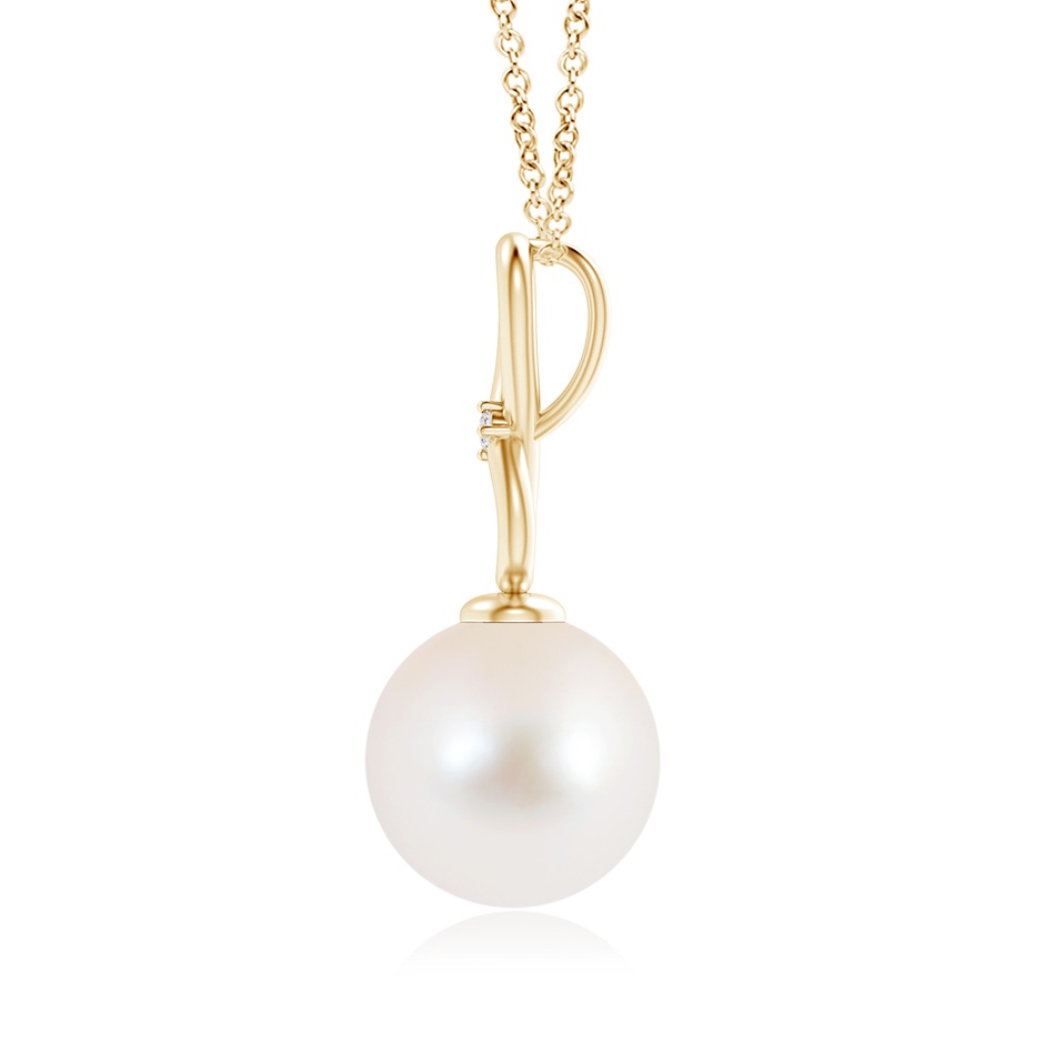 10mm AAA Freshwater Pearl Infinity Loop Pendant with Diamond in Yellow Gold product image
