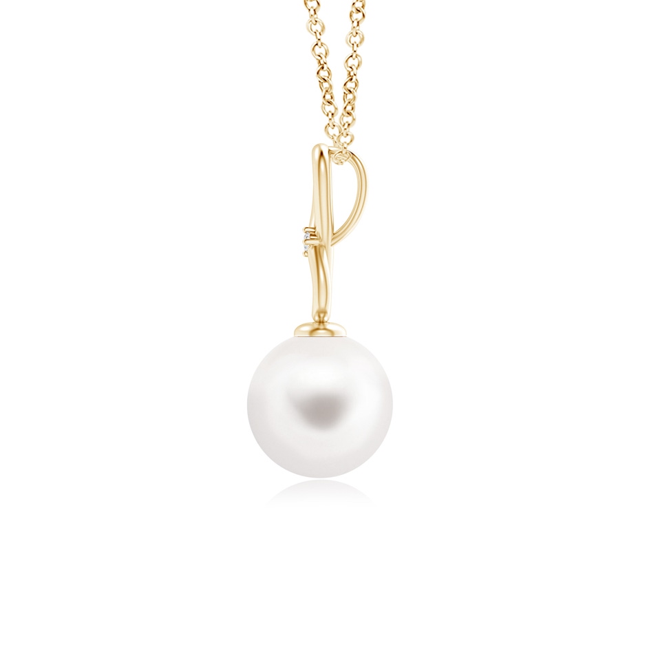 8mm AA Freshwater Pearl Infinity Loop Pendant with Diamond in Yellow Gold product image
