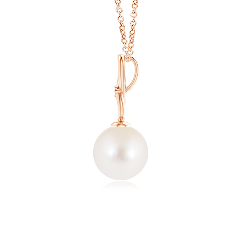 8mm AAA Freshwater Pearl Infinity Loop Pendant with Diamond in 9K Rose Gold product image