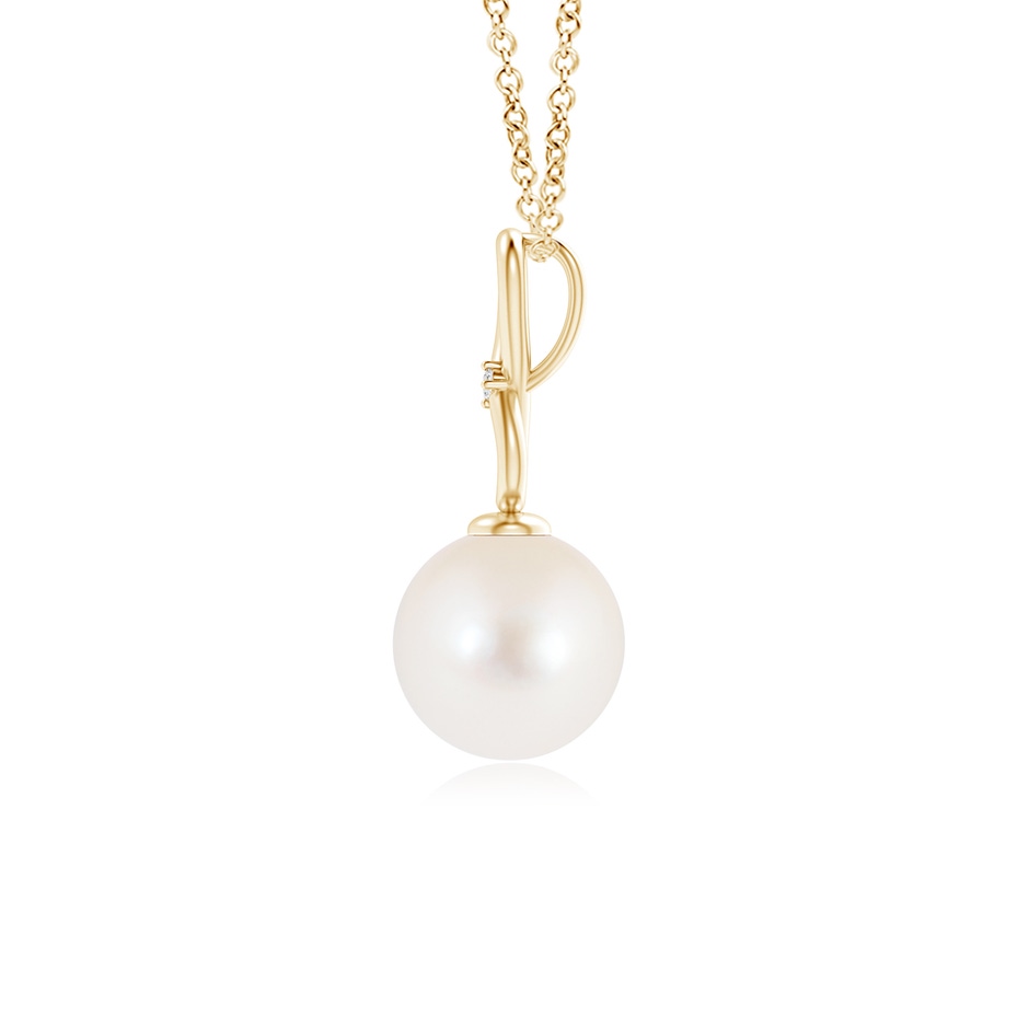 8mm AAA Freshwater Pearl Infinity Loop Pendant with Diamond in Yellow Gold product image