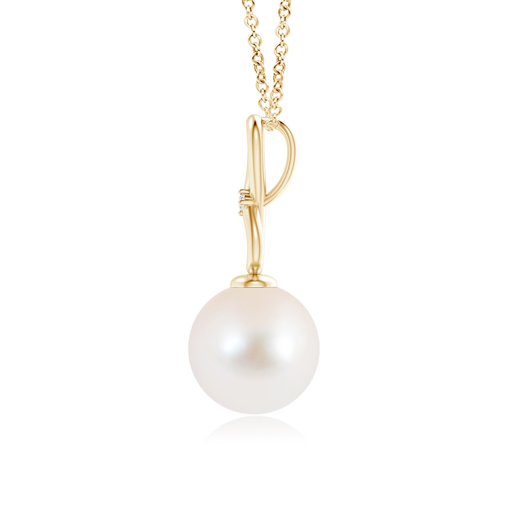 9mm AAA Freshwater Pearl Infinity Loop Pendant with Diamond in Yellow Gold Product Image