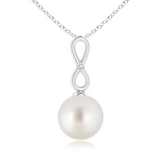 10mm AAA South Sea Cultured Pearl Infinity Loop Pendant with Diamond in White Gold