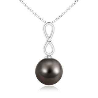 10mm AAA Tahitian Cultured Pearl Infinity Loop Pendant with Diamond in White Gold