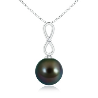 10mm AAAA Tahitian Cultured Pearl Infinity Loop Pendant with Diamond in White Gold
