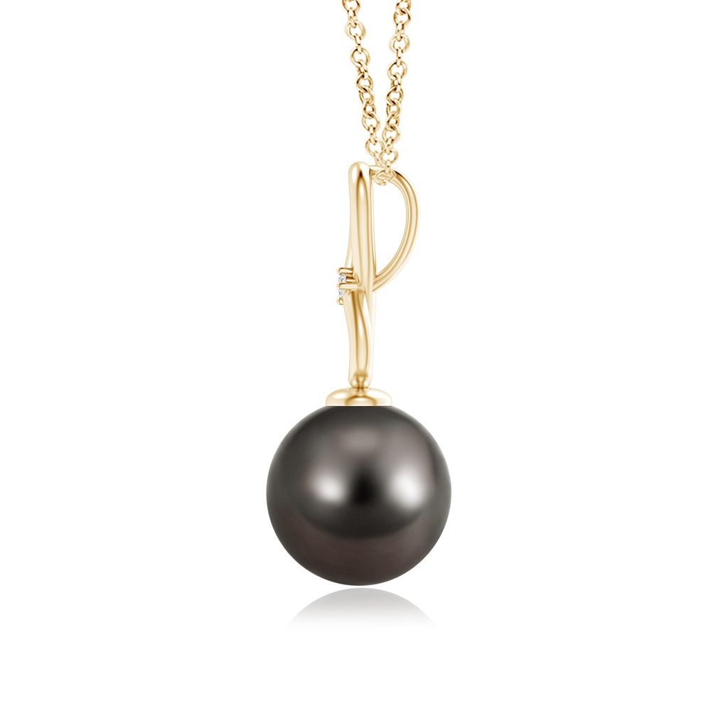 9mm AAA Tahitian Cultured Pearl Infinity Loop Pendant with Diamond in Yellow Gold Product Image