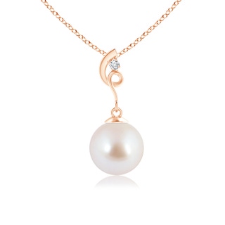 8mm AAA Akoya Cultured Pearl Pendant with Twisted Bale in Rose Gold