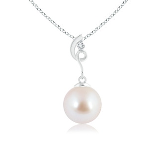 8mm AAA Akoya Cultured Pearl Pendant with Twisted Bale in White Gold