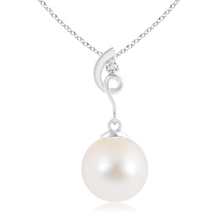 10mm AAA Freshwater Cultured Pearl Pendant with Twisted Bale in White Gold