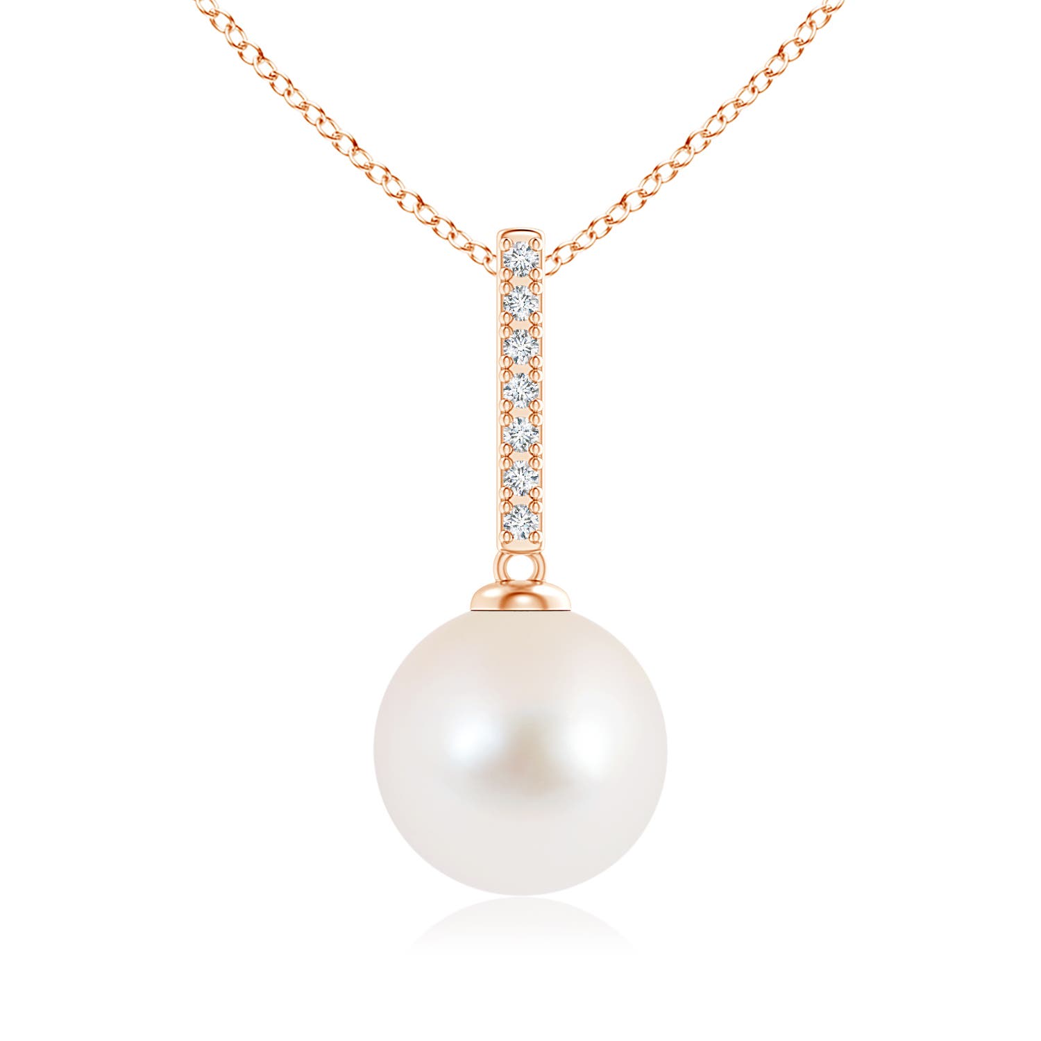 Freshwater Pearl Pendant with Diamond Studded Bar | Angara