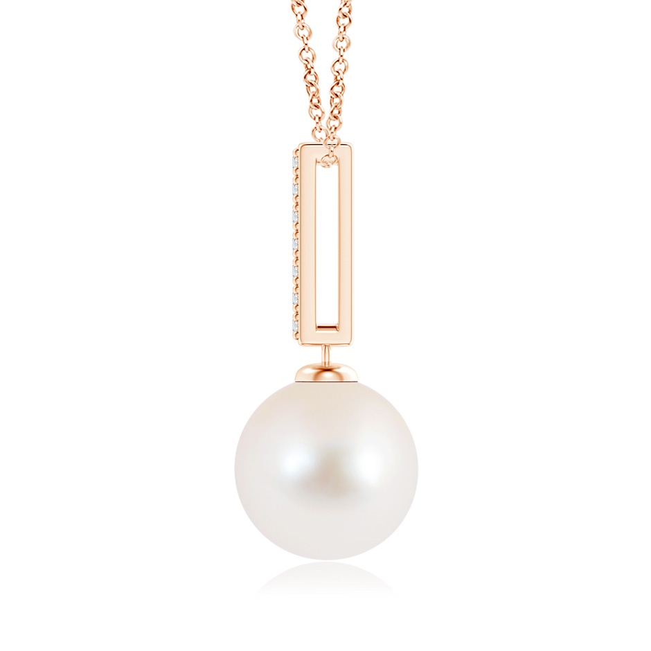 10mm AAA Freshwater Pearl Pendant with Diamond Studded Bar in Rose Gold product image