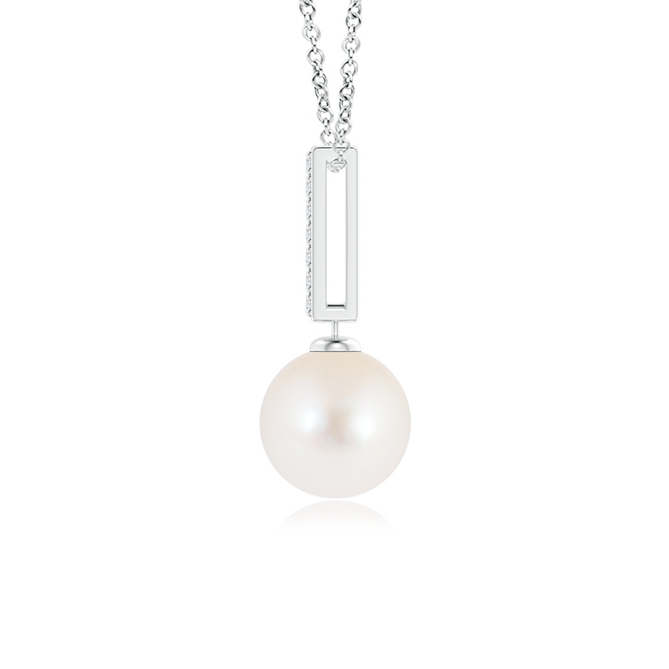 8mm AAA Freshwater Pearl Pendant with Diamond Studded Bar in White Gold product image