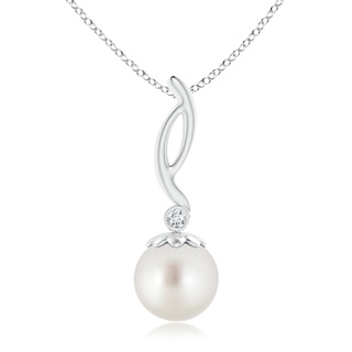 10mm AAA South Sea Cultured Pearl Drop Pendant with Bezel-Set Diamond in White Gold