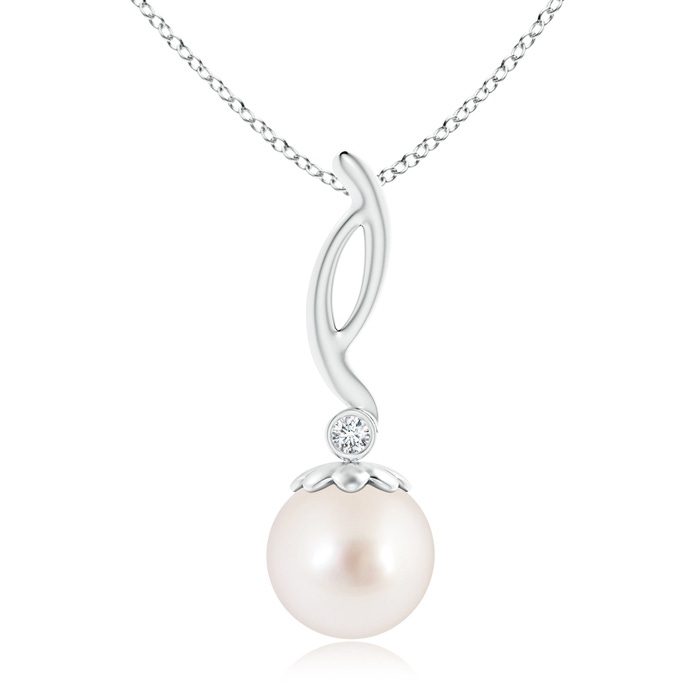 10mm AAAA South Sea Cultured Pearl Drop Pendant with Bezel-Set Diamond in S999 Silver