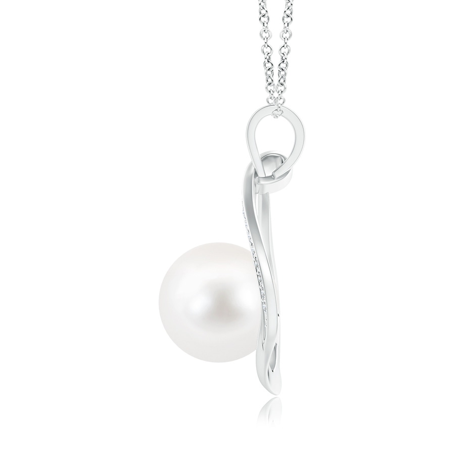 9mm AA Freshwater Pearl Loop Pendant with Diamonds in S999 Silver product image