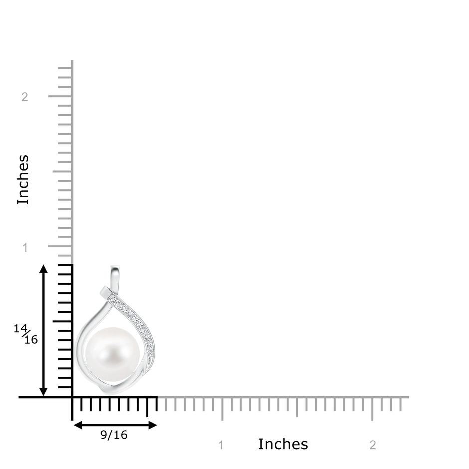 9mm AA Freshwater Pearl Loop Pendant with Diamonds in S999 Silver product image