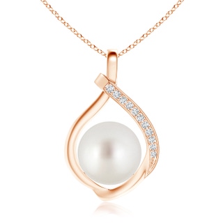 10mm AAA South Sea Cultured Pearl Loop Pendant with Diamonds in Rose Gold