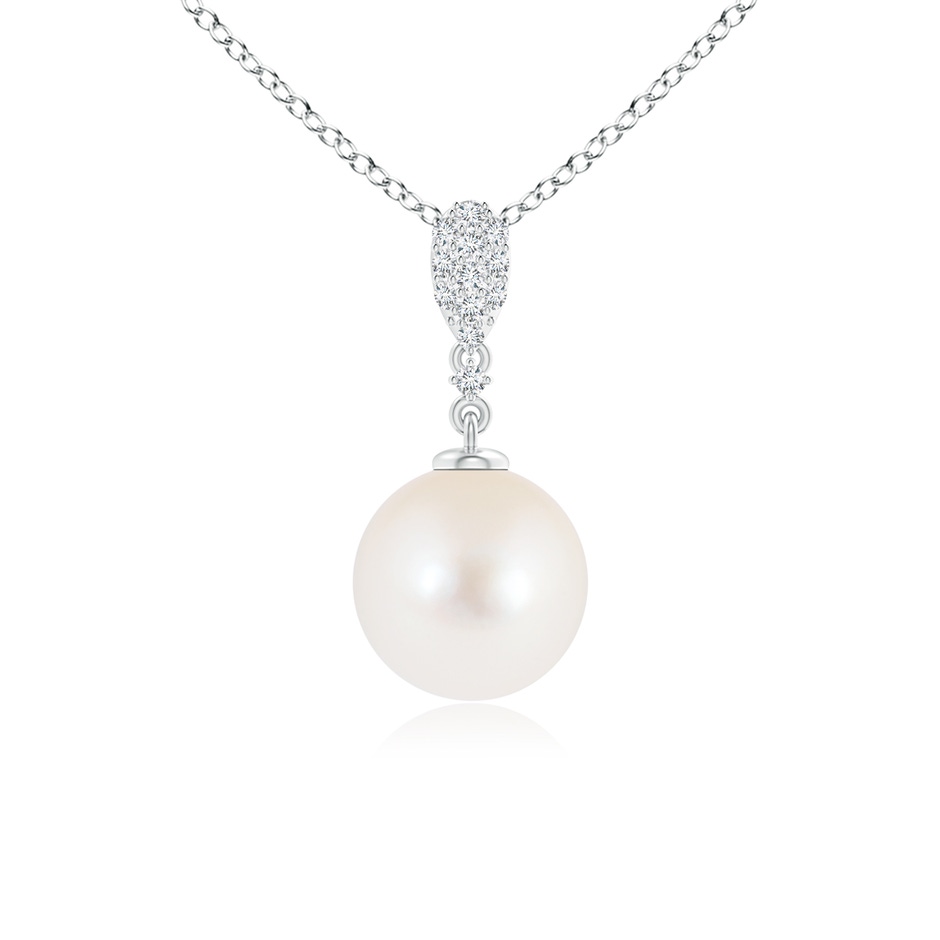 8mm AAA Freshwater Cultured Pearl Pendant with Diamond Studded Bale in White Gold 